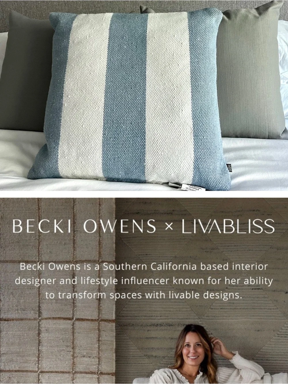 Becki Owens Signature Blue/White Basketweave 20x20 Throw Pillow